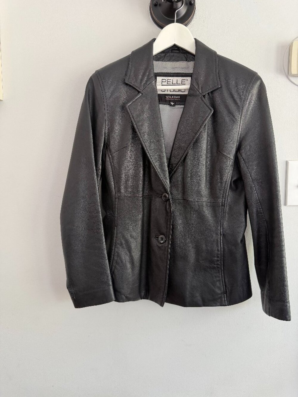 Pelle Studio Leather Blazer, Black, S